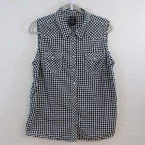 Faded Glory Woman's Collard Button Up Plaid Tank T